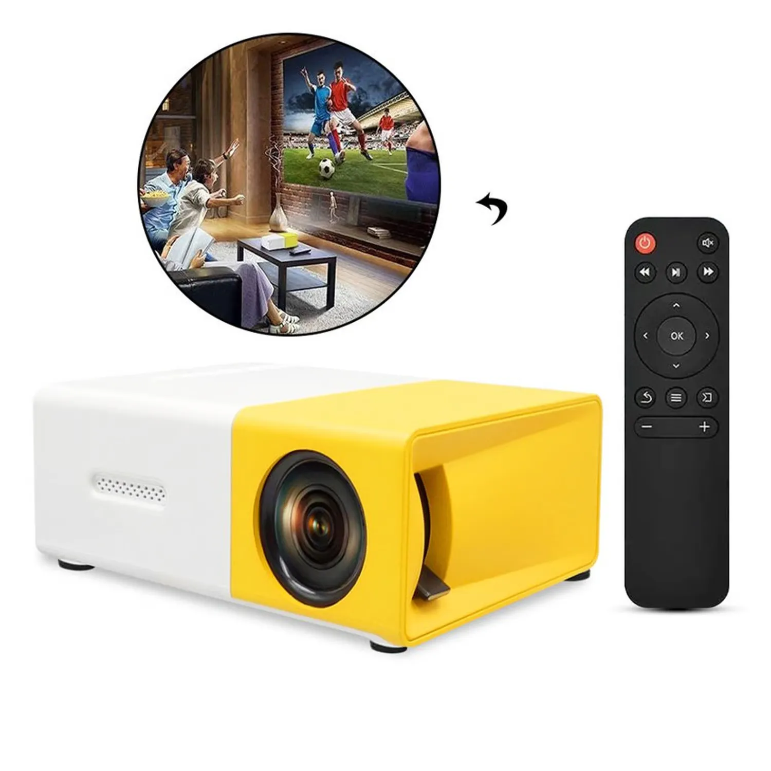 Proyector portatil multimedia led FHD + control remoto en Lima - vista trasera