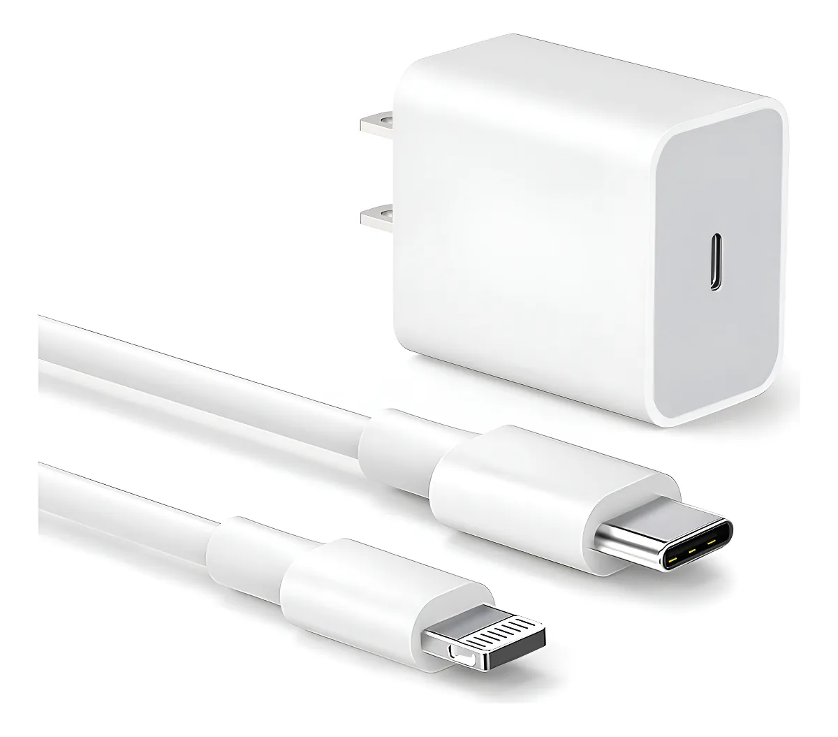 Cargador Rápido iPhone 20W USB Tipo C con Cable Lightning Blanco