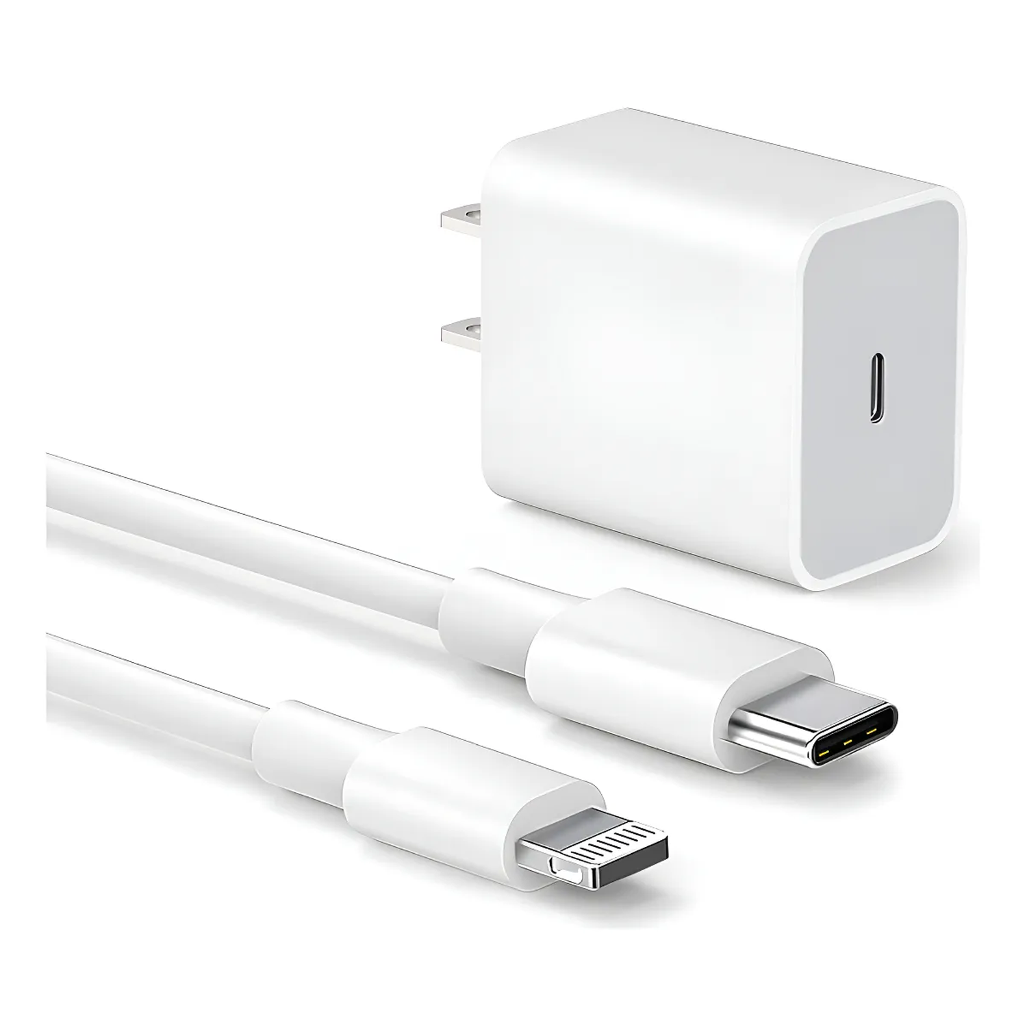 Cargador Rápido iPhone 20W USB Tipo C con Cable Lightning Blanco