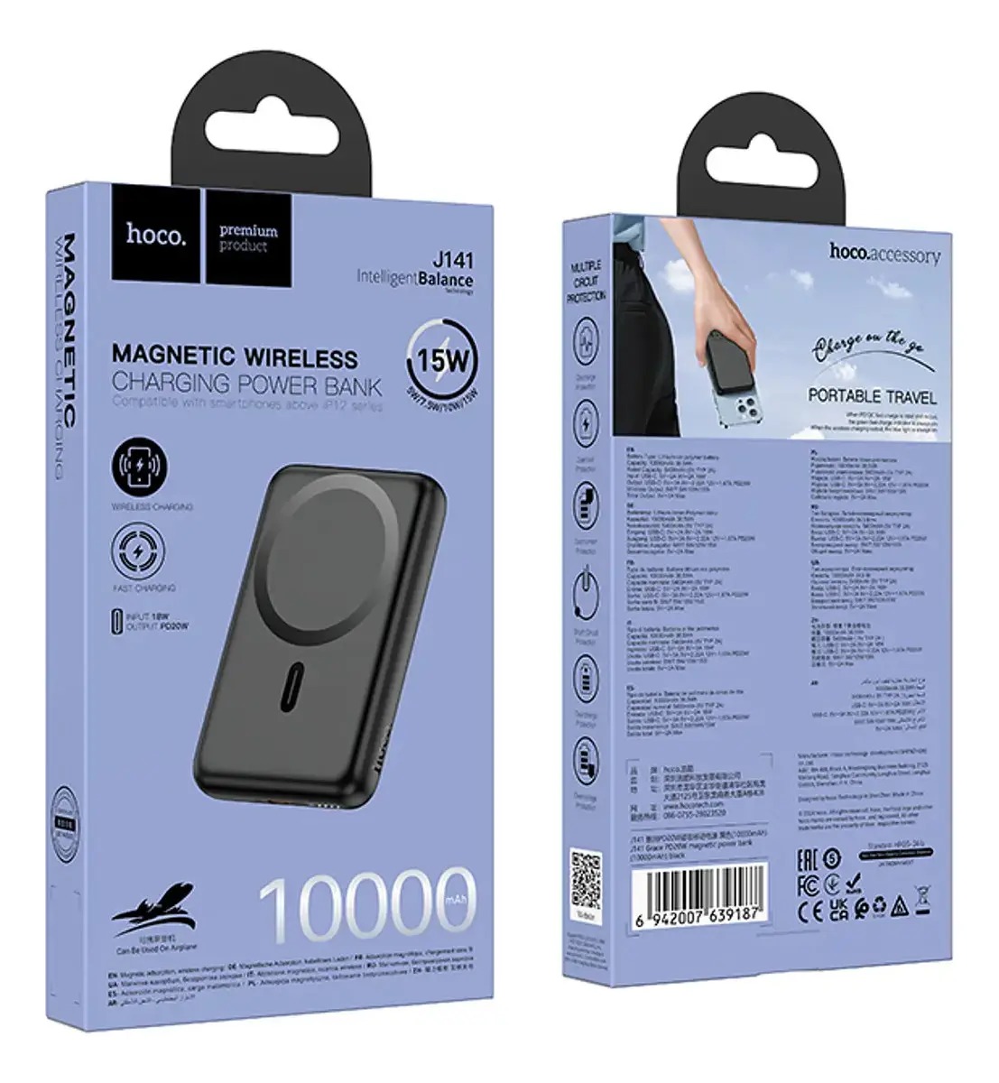 Powerbank Hoco J141 10000mah Carga Rápida Pd20w Magnético Negro miniatura 3