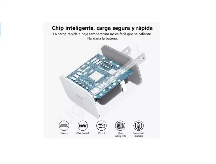 Cargador USB-C 35W para iPhone Carga Rápida Blanco miniatura 3