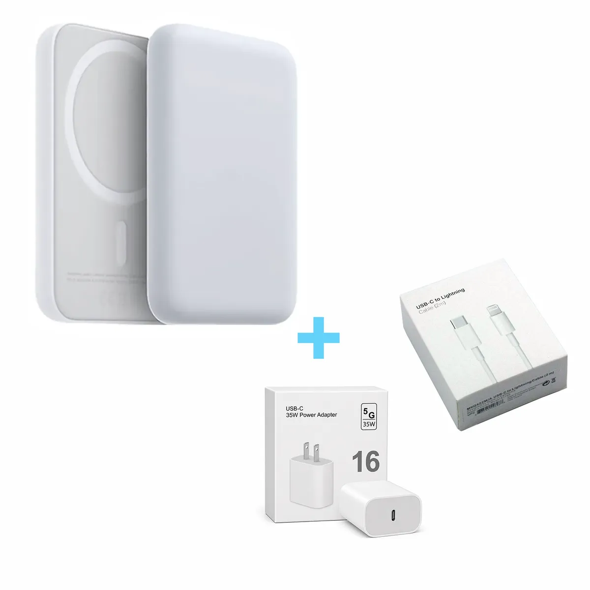 Cargador Portátil MagSafe de 20,000 mAh + Cubo 35W + Cable 2M compatible con iPhone
